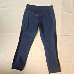 Nike dri-fit small capri leggings datk teal blue with sheer black side and small